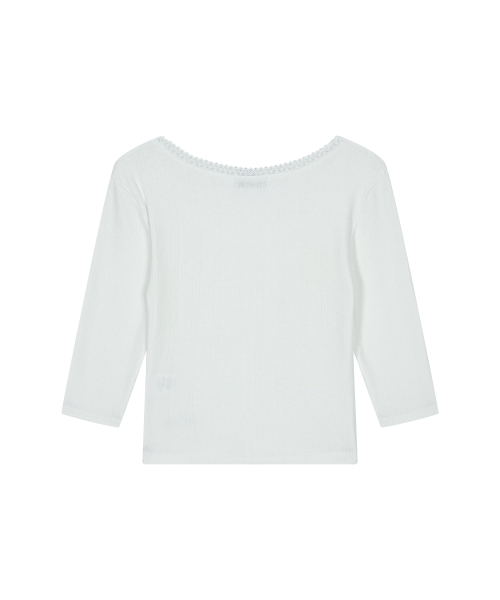 POSY LACE TRIM TEE / WHITE
