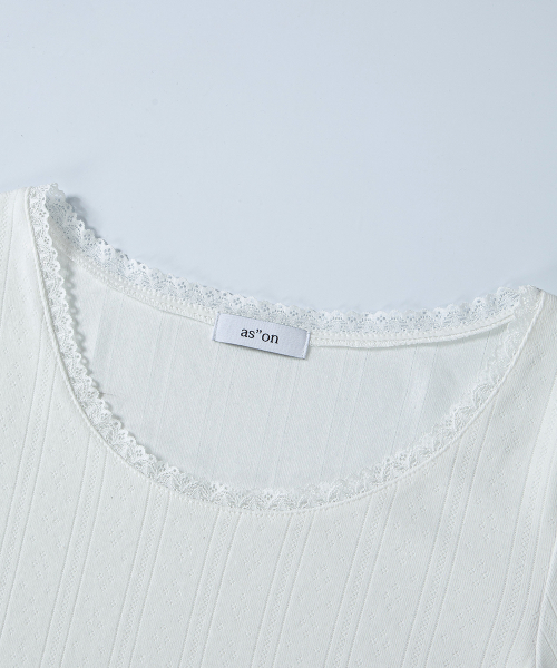 POSY LACE TRIM TEE / WHITE