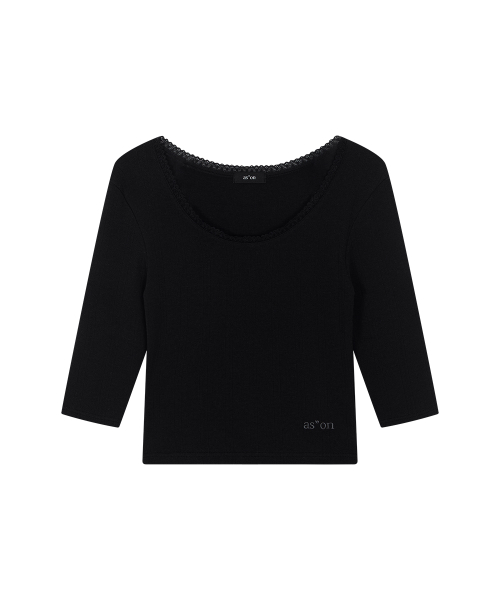 POSY LACE TRIM TEE / BLACK
