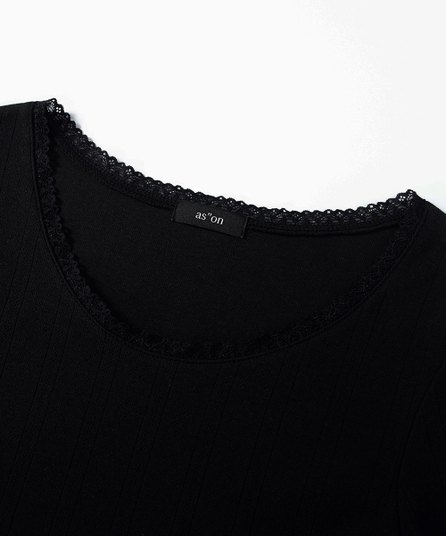 POSY LACE TRIM TEE / BLACK