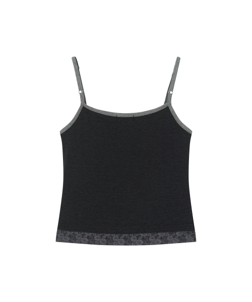 PEONY LACE LAYERED SLEEVELESS / CHARCOAL
