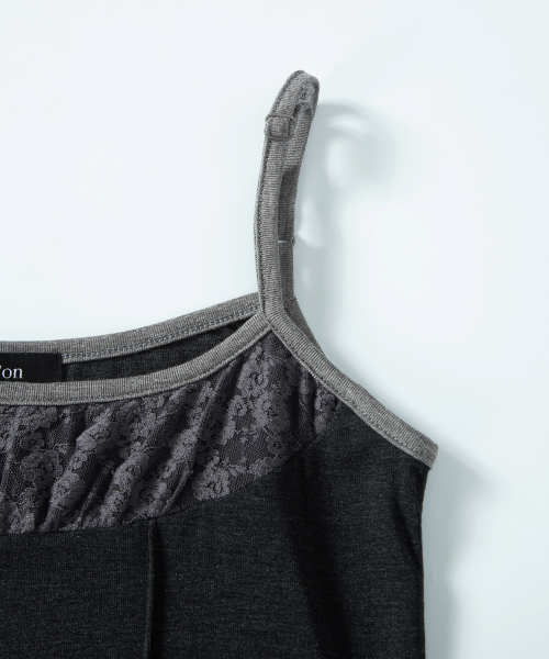 PEONY LACE LAYERED SLEEVELESS / CHARCOAL
