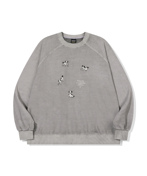 HAPPY PUPPY Patch PIGMENT Raglan Sweat-Shirt Ghost Gray