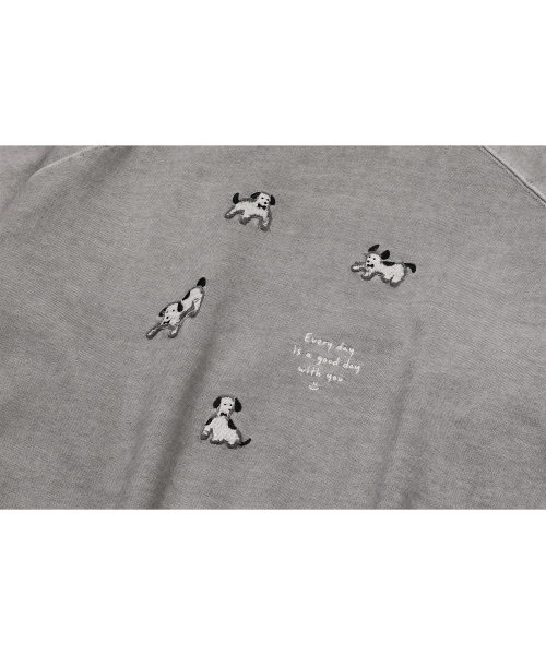 HAPPY PUPPY Patch PIGMENT Raglan Sweat-Shirt Ghost Gray