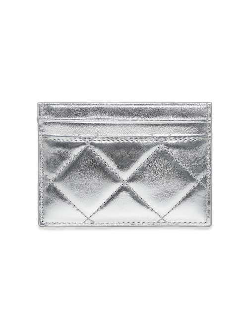 Puff Quilt Card Wallet in SILVER
