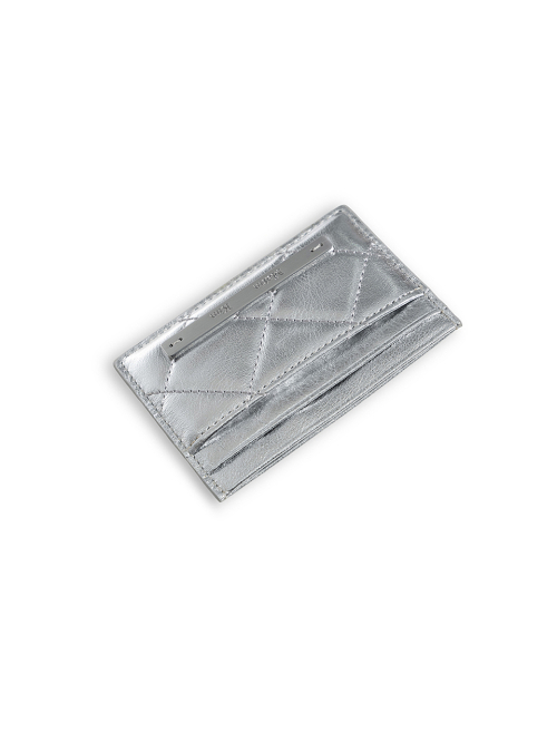 Puff Quilt Card Wallet in SILVER
