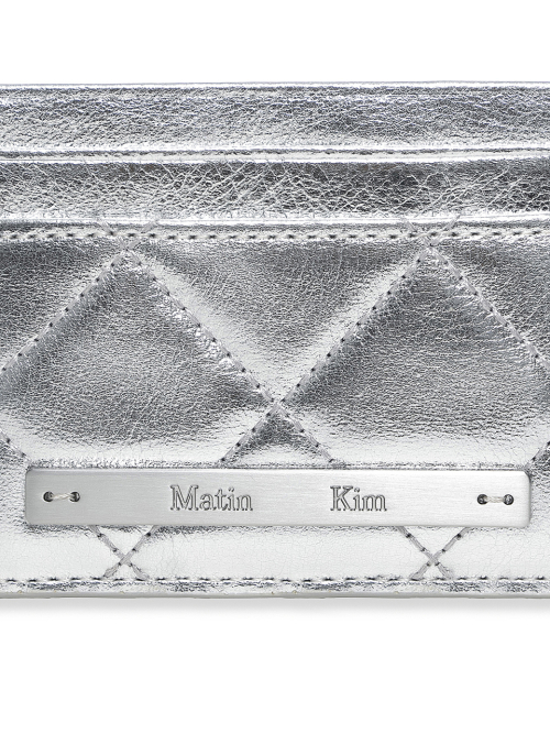 Puff Quilt Card Wallet in SILVER