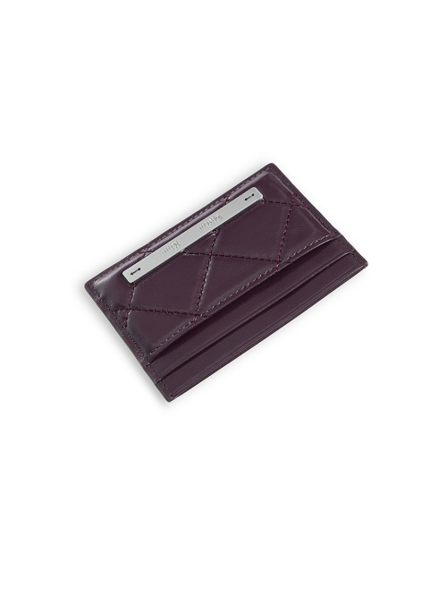 Puff Quilt Card Wallet in Wine