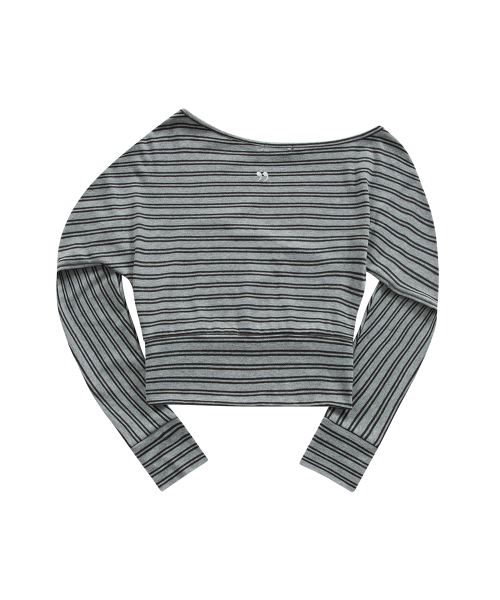 GLEAM OFF SHOULDER LONG SLEEVE / STRIPE GRAY