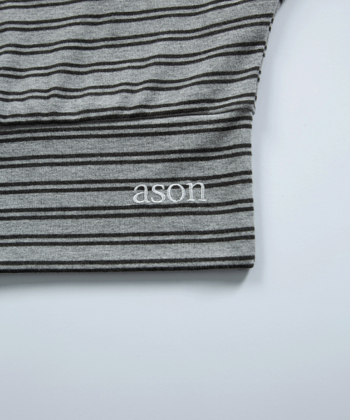 GLEAM OFF SHOULDER LONG SLEEVE / STRIPE GRAY