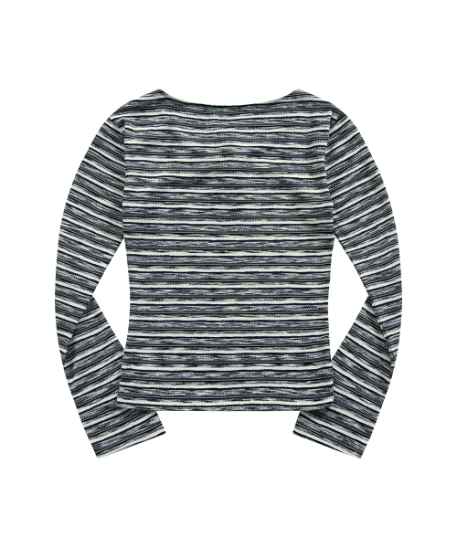 SHALE STRIPE EYELET LONG SLEEVE / SMOKE