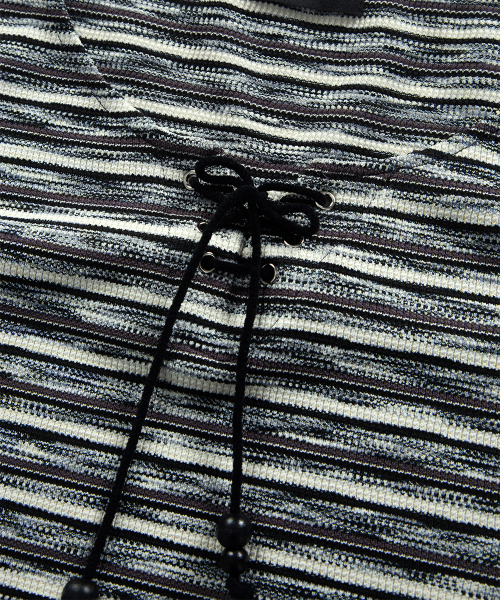 SHALE STRIPE EYELET LONG SLEEVE / SMOKE