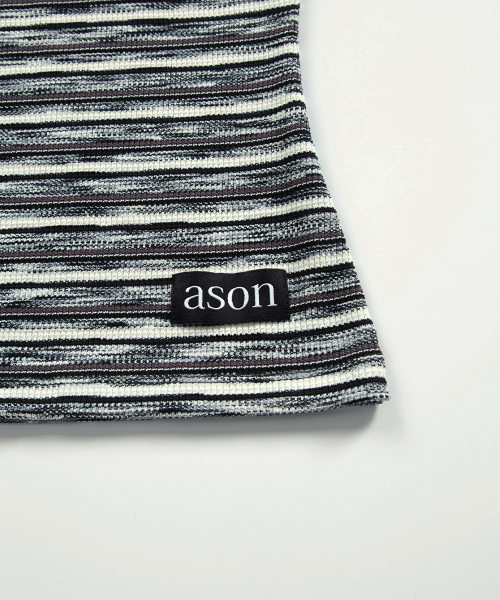 SHALE STRIPE EYELET LONG SLEEVE / SMOKE