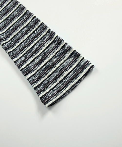 SHALE STRIPE EYELET LONG SLEEVE / SMOKE