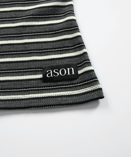 SHALE STRIPE EYELET LONG SLEEVE / CHARCOAL