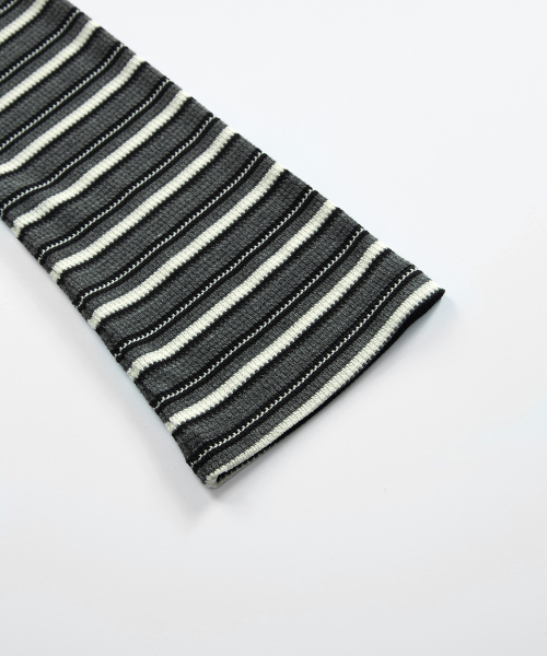 SHALE STRIPE EYELET LONG SLEEVE / CHARCOAL