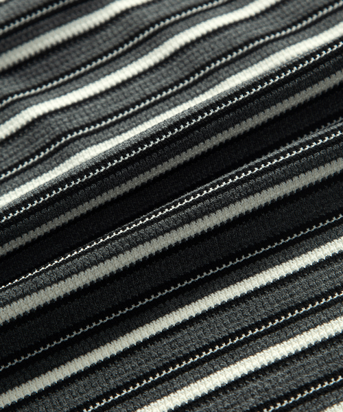 SHALE STRIPE EYELET LONG SLEEVE / CHARCOAL