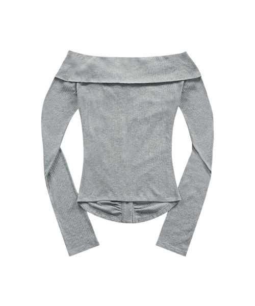 LUCIE SHIRRING OFF SHOULDER TEE / GRAY