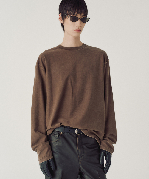 [REGULAR FIT] VEIL LONG SLEEVE (BROWN)