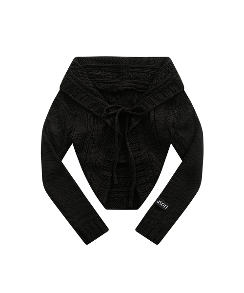 BRAID SHAWL CARDIGAN / BLACK