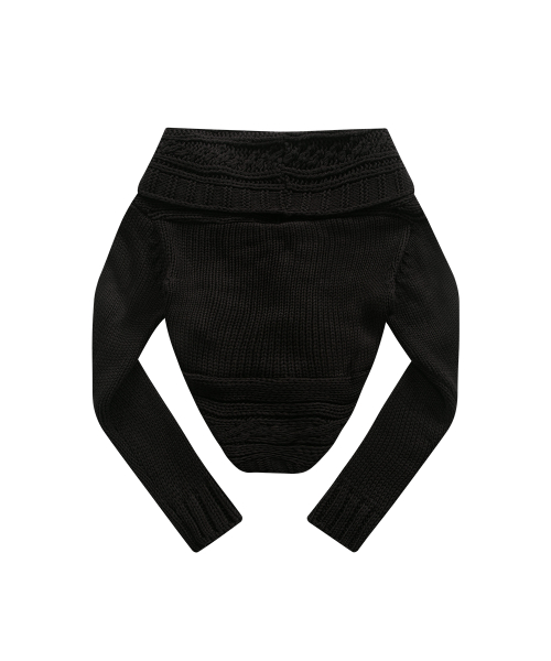 BRAID SHAWL CARDIGAN / BLACK