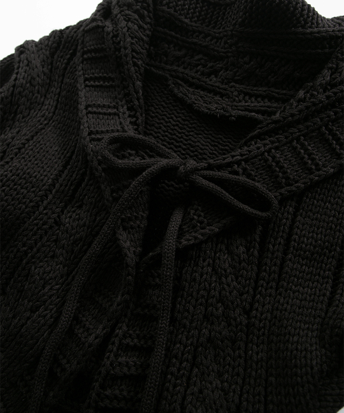 BRAID SHAWL CARDIGAN / BLACK