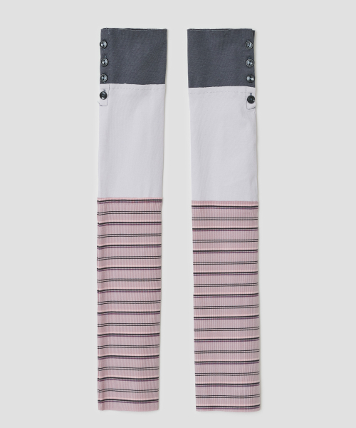 Buttoned Stripe Leg Warmer [Pink]