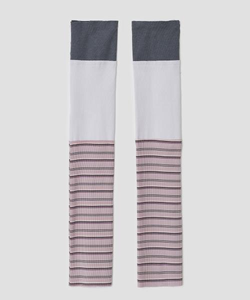 Buttoned Stripe Leg Warmer [Pink]