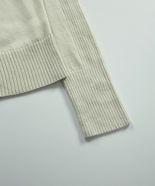 FABLE KNIT HOOD ZIP-UP / BEIGE