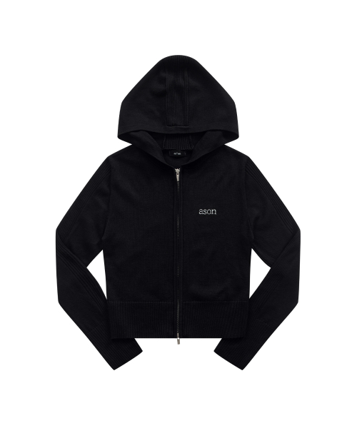 FABLE KNIT HOOD ZIP-UP / BLACK