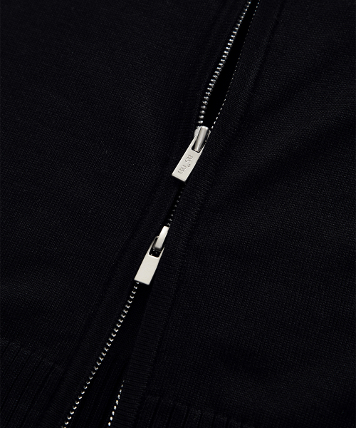 FABLE KNIT HOOD ZIP-UP / BLACK