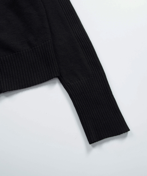 FABLE KNIT HOOD ZIP-UP / BLACK
