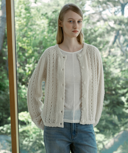 울블렌드펀칭니트가디건 J1KT621B