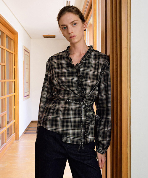 Checked Frill Blouse NEW6AB840