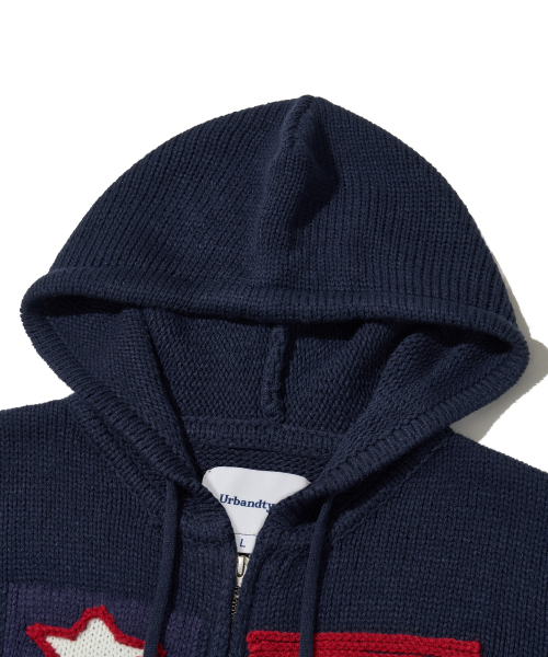 Old Glory Hooded Knit Zip-Up_Navy