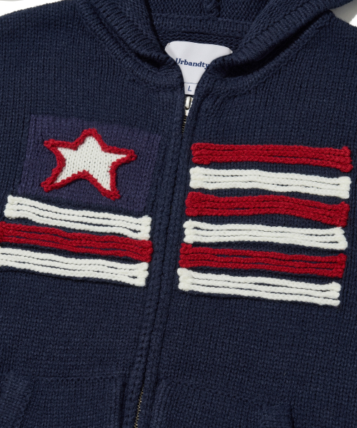 Old Glory Hooded Knit Zip-Up_Navy
