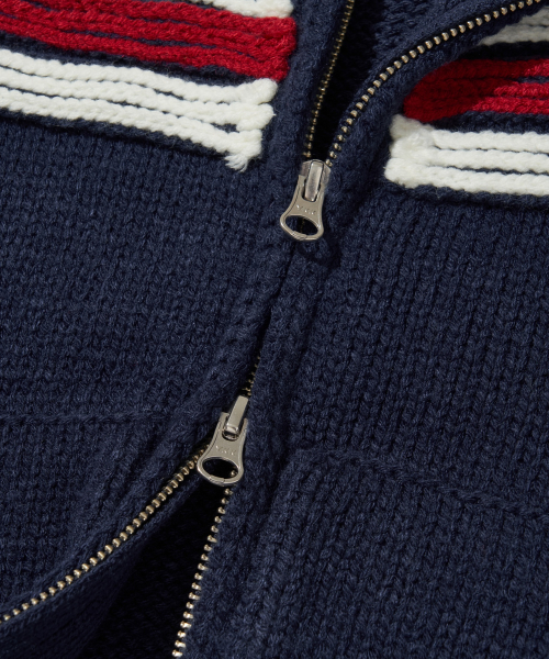 Old Glory Hooded Knit Zip-Up_Navy