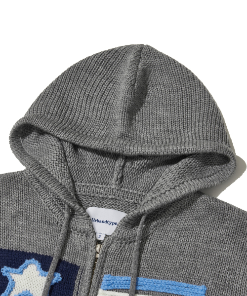 Old Glory Hooded Knit Zip-Up_Gray