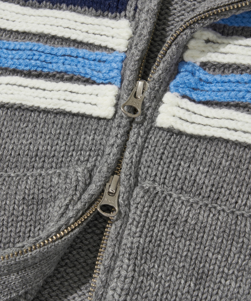 Old Glory Hooded Knit Zip-Up_Gray