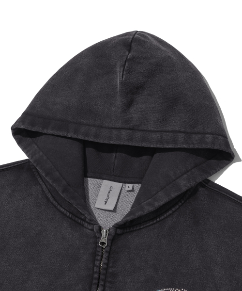 Washed Circuit Hotfix Hoodie Zip_Black