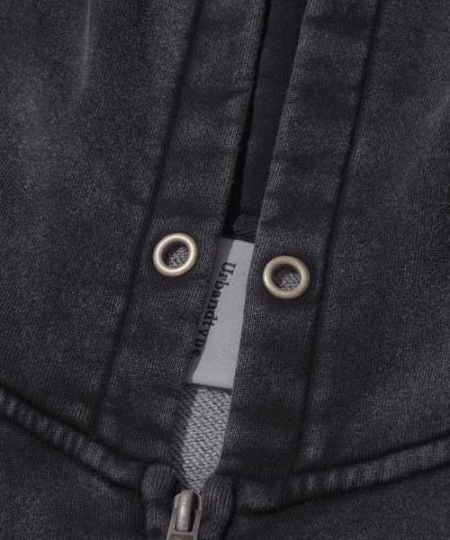 Washed Circuit Hotfix Hoodie Zip_Black