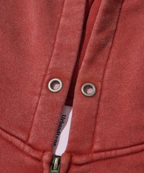 Washed Circuit Hotfix Hoodie Zip_Red