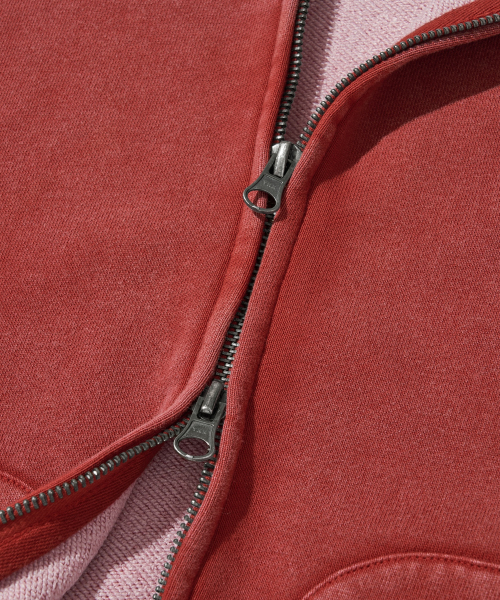 Washed Circuit Hotfix Hoodie Zip_Red