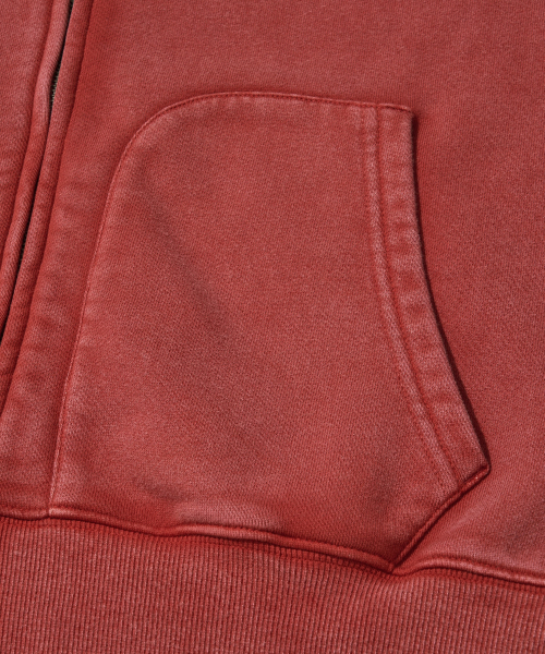 Washed Circuit Hotfix Hoodie Zip_Red