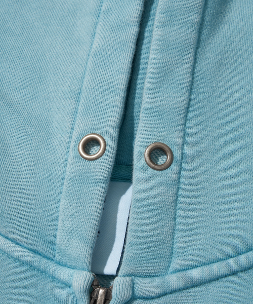 Washed Circuit Hotfix Hoodie Zip_Mint