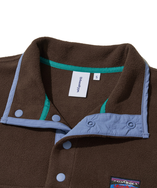 Utah Fleece Half Snap Pullover_Brown