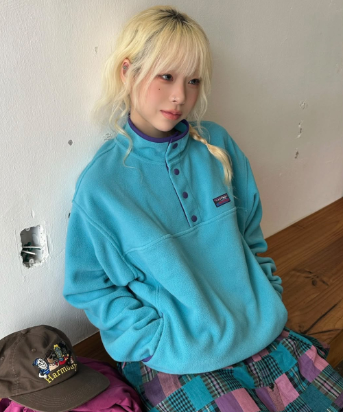 Utah Fleece Half Snap Pullover_Teal
