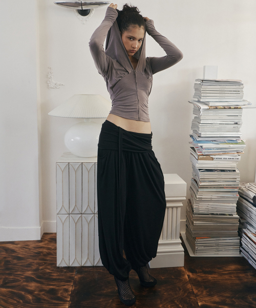 Buddy Wide Shirring Balloon Pants (Black)