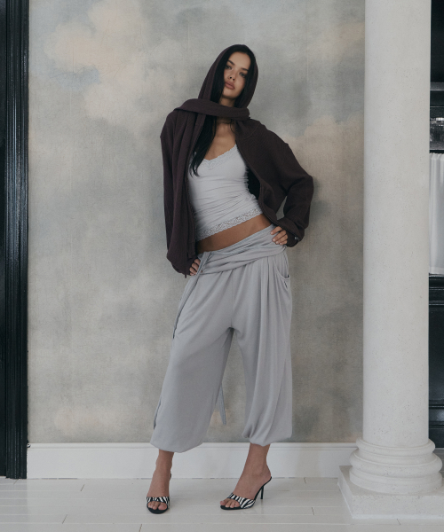 Buddy Wide Shirring Balloon Pants (Ash Grey)