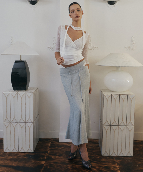 Voline Mermaid Long Skirt (Melange Grey)